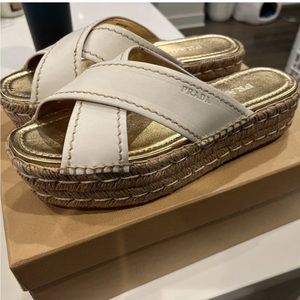 Prada white leather espadrilles sandals size 38 - Women’s